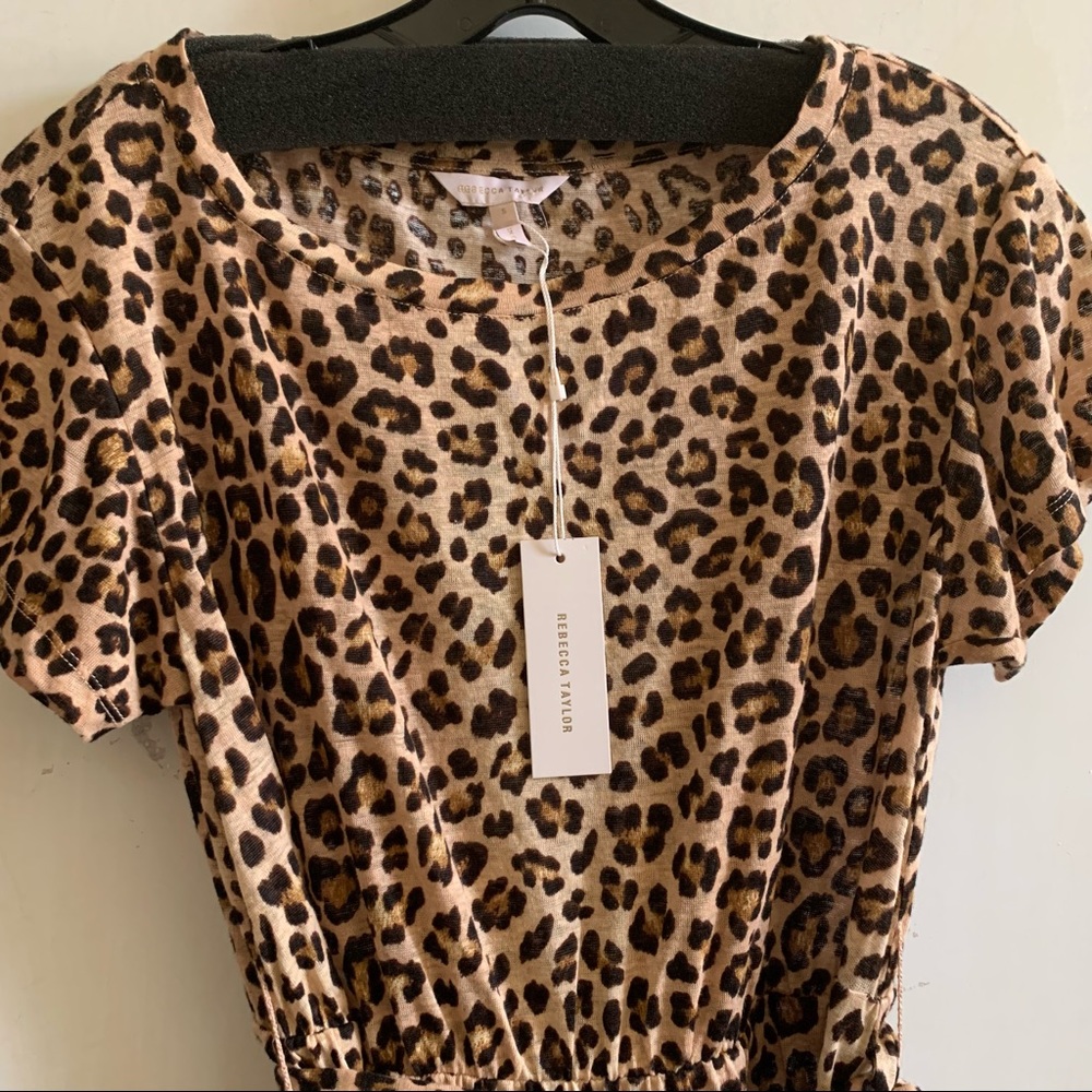 NWT Rebecca Taylor dress in leopard print linen jersey size D - Picture 4 of 6